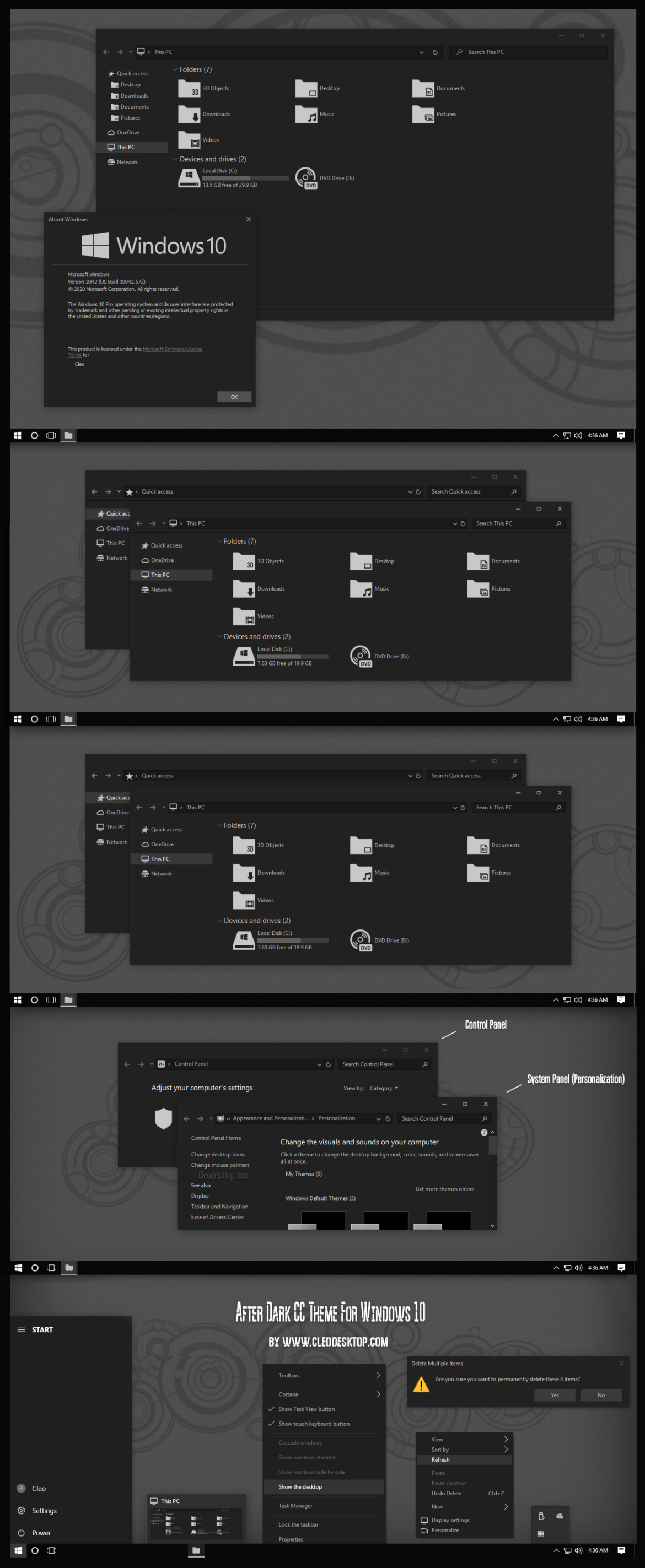 After Dark CC Theme For Windows 10