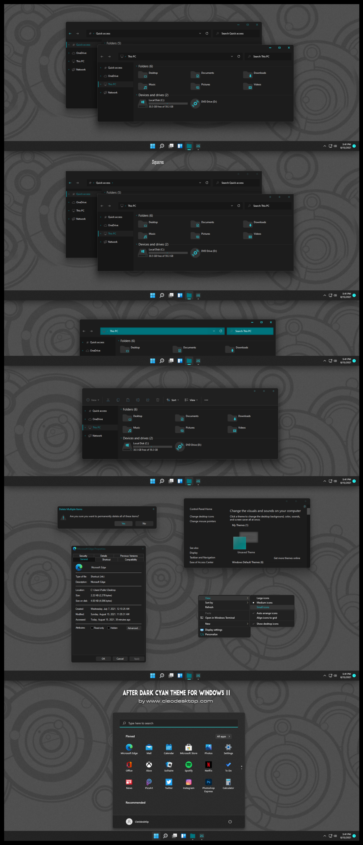 After Dark Cyan Theme For Windows 11