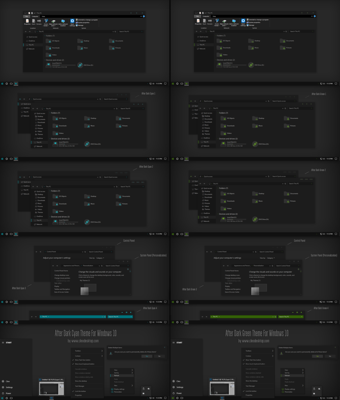 After Dark Cyan And Green Theme For Windows 10