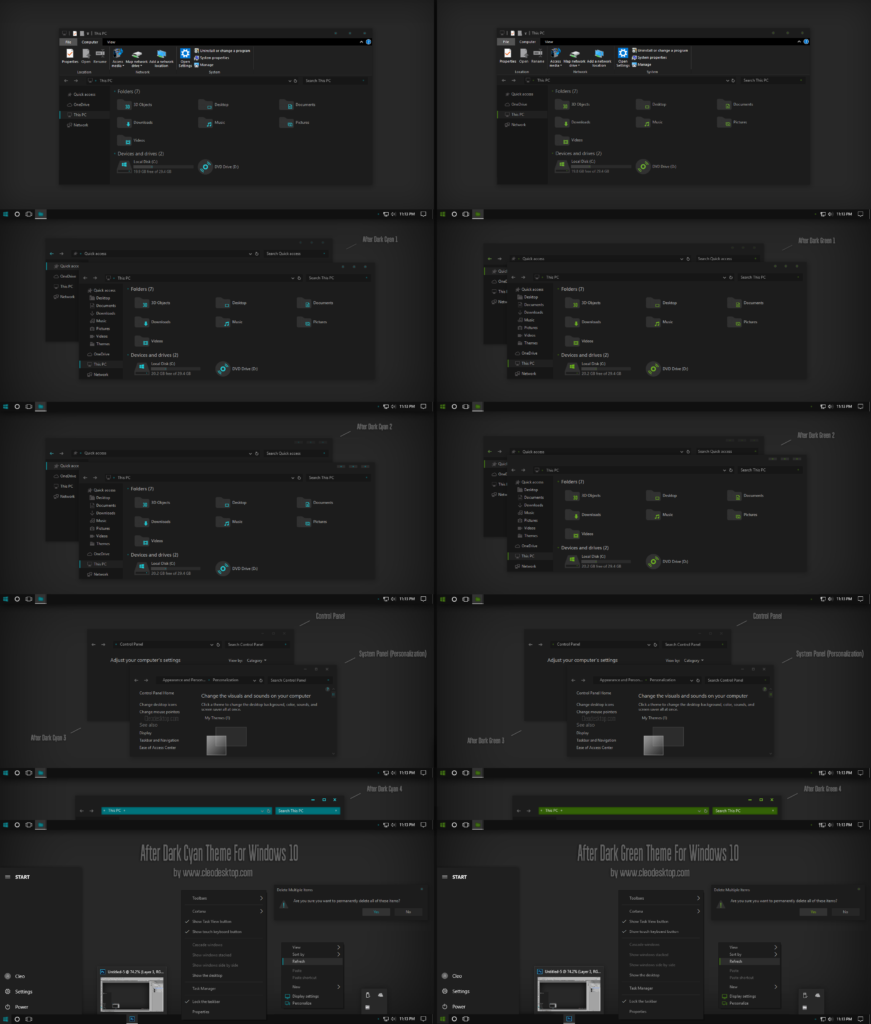 After Dark Cyan And Green Theme For Windows 10 Cleodesktop
