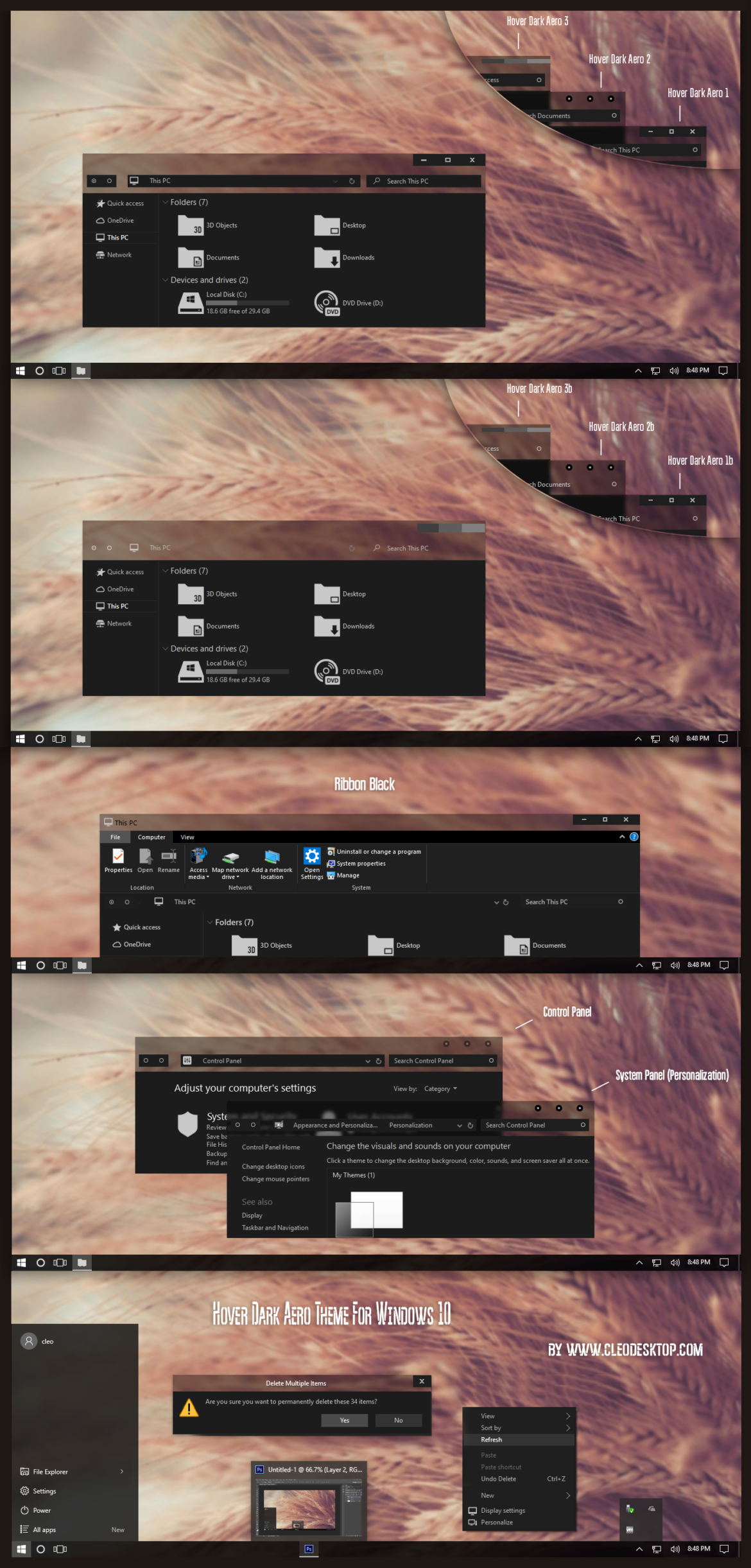 Hover Dark Aero Theme For Windows 10
