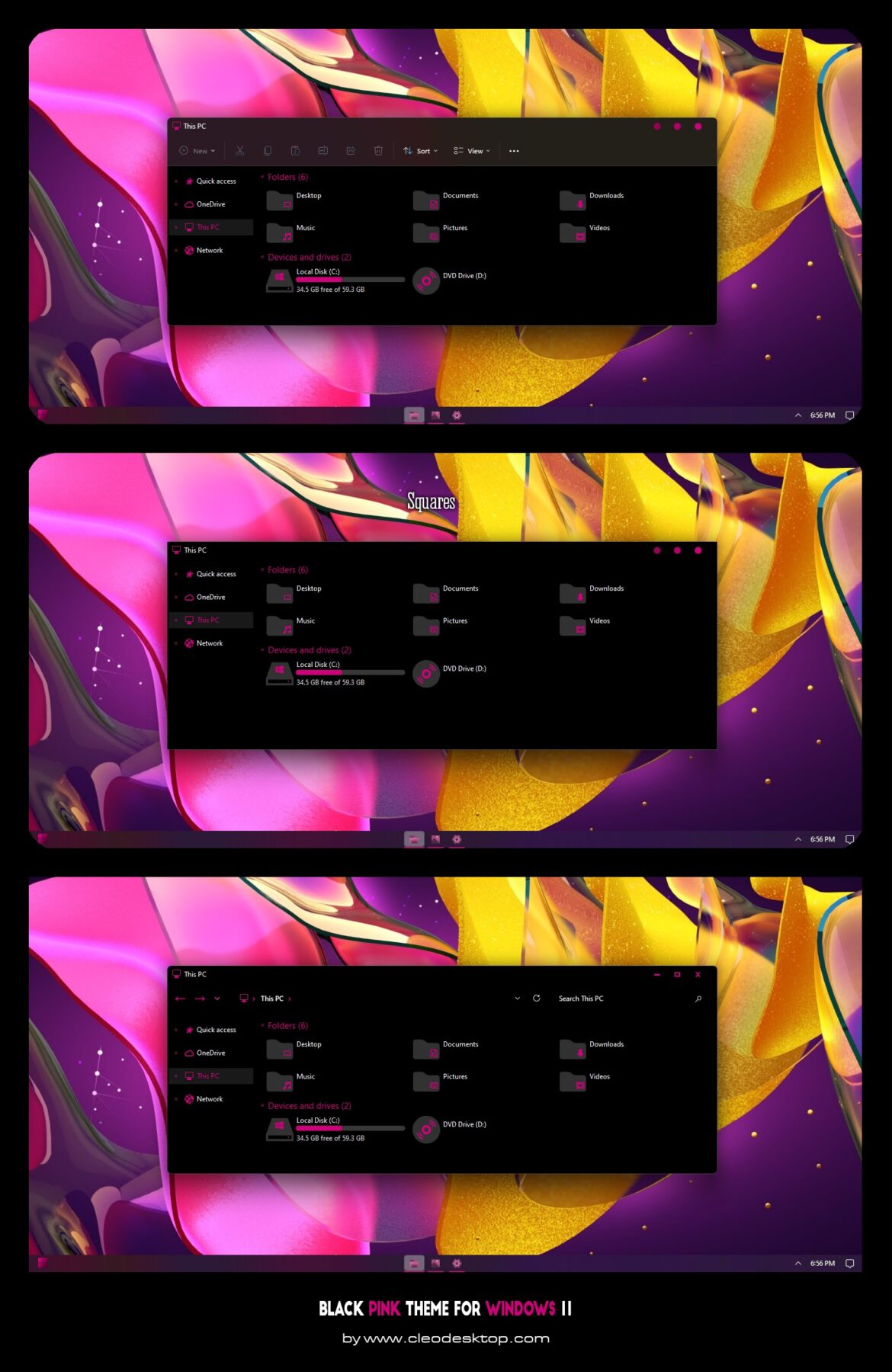 Black Pink Theme For Windows 11