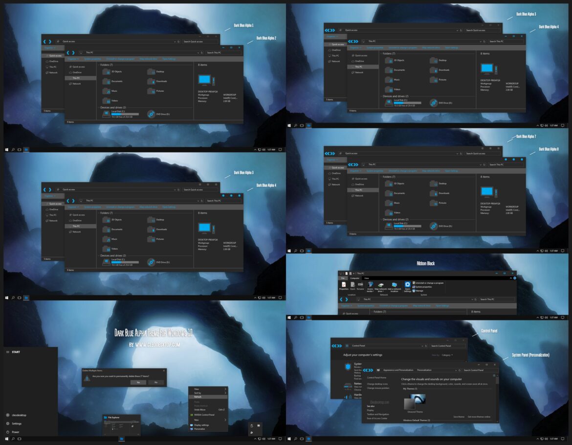 Dark Blue Alpha Theme For Windows 10