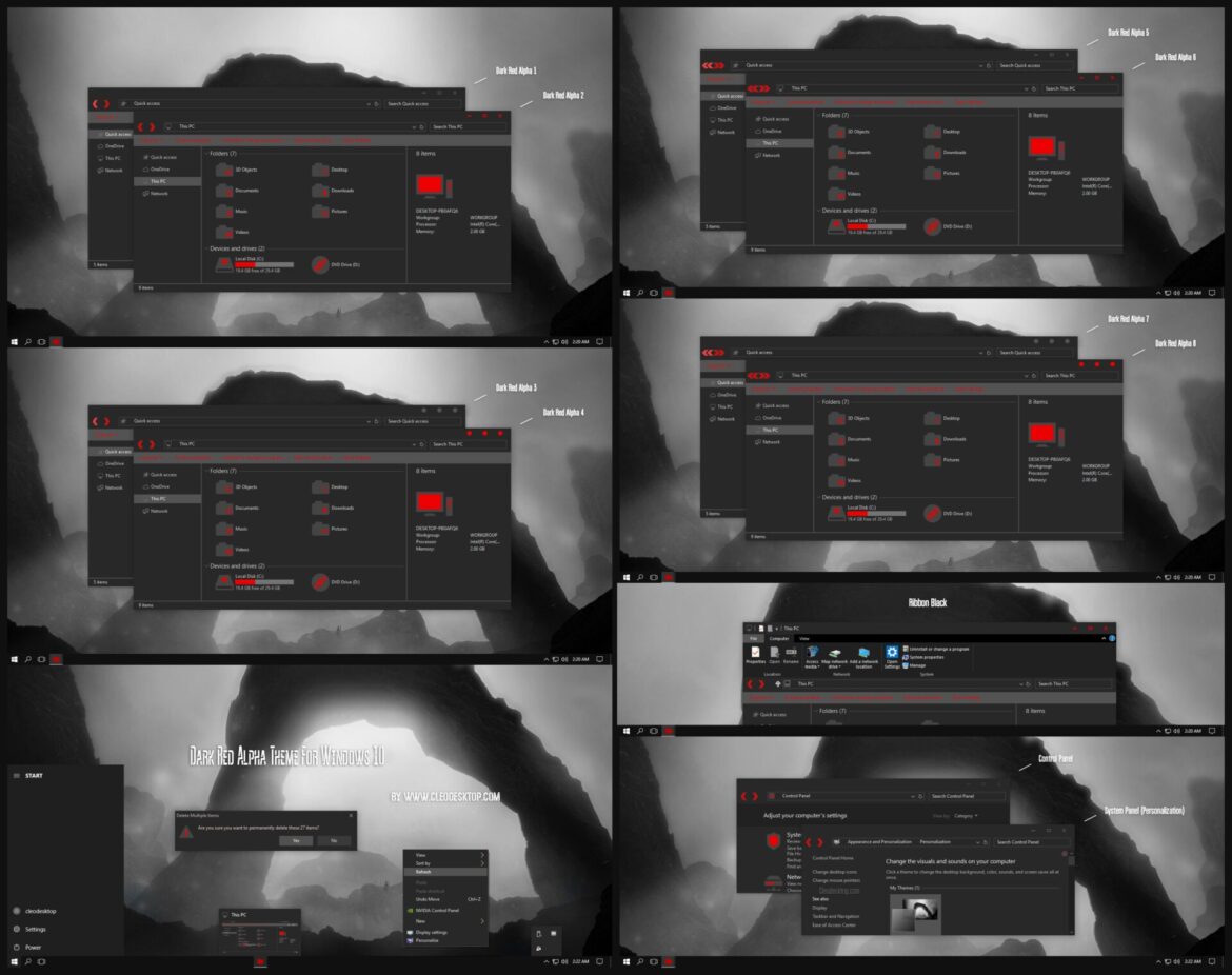 Dark Red Alpha Theme For Windows 10