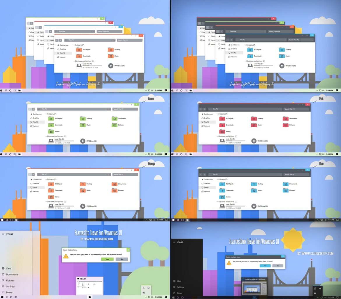 Flattastic Dark And Light Theme For Windows 10