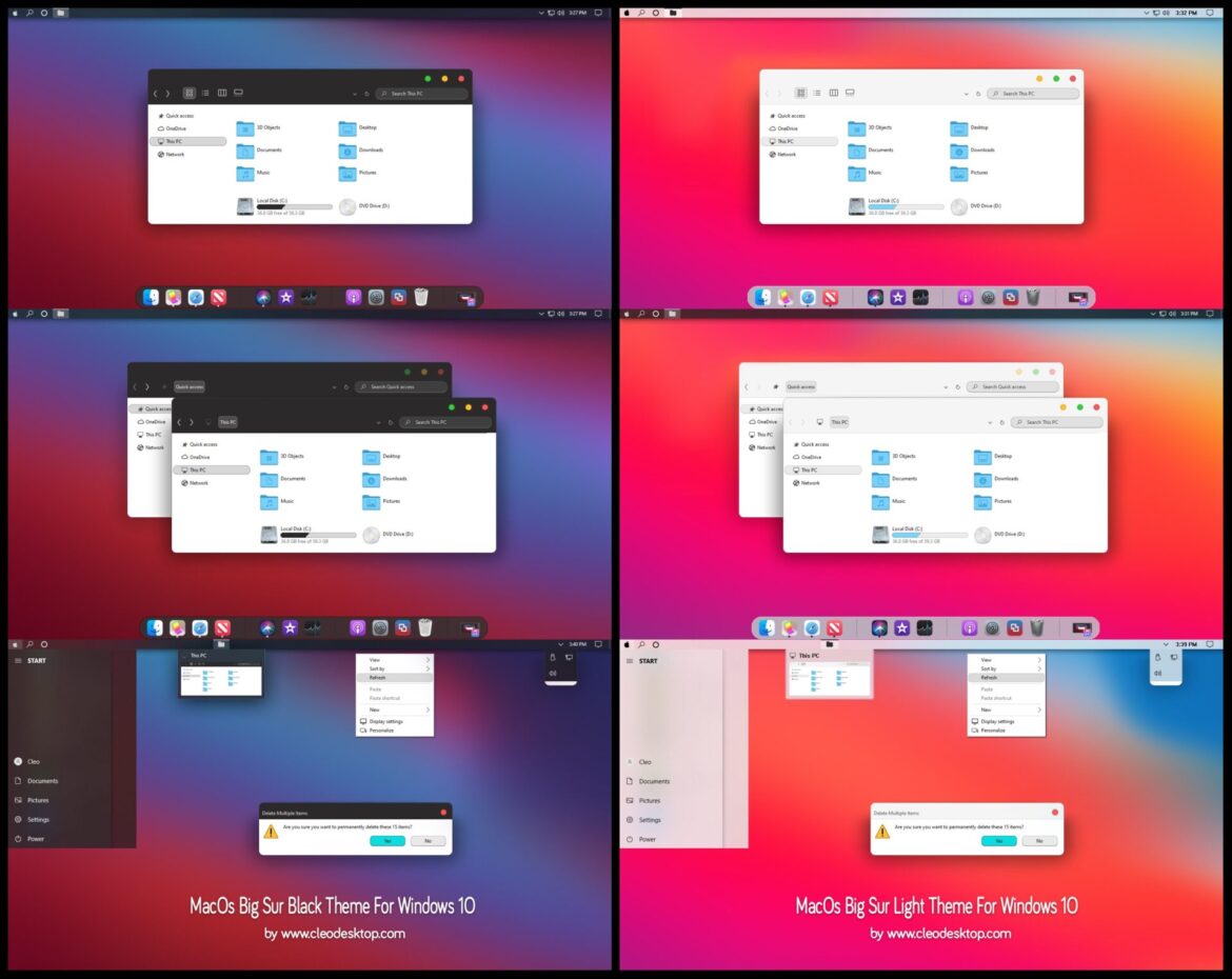 MacOs Big Sur Black And Light Theme For Windows 10