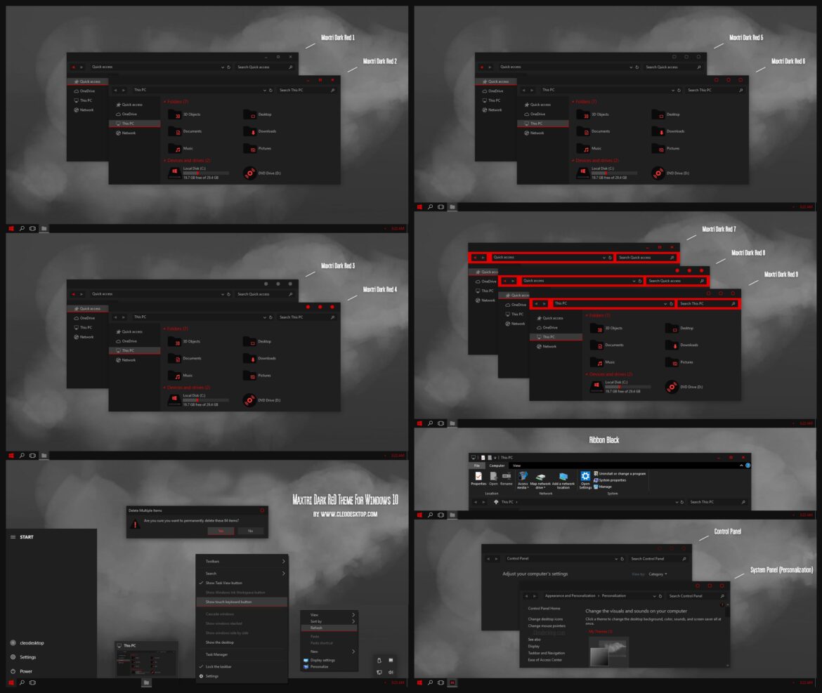 Maxtri Dark Red Theme For Windows 10