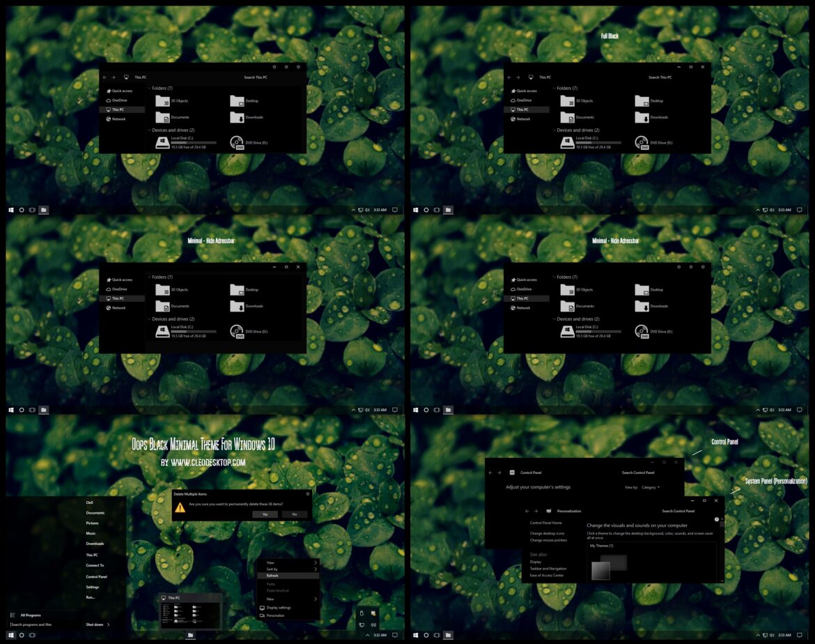 Oops Black Minimal Theme For Windows 10