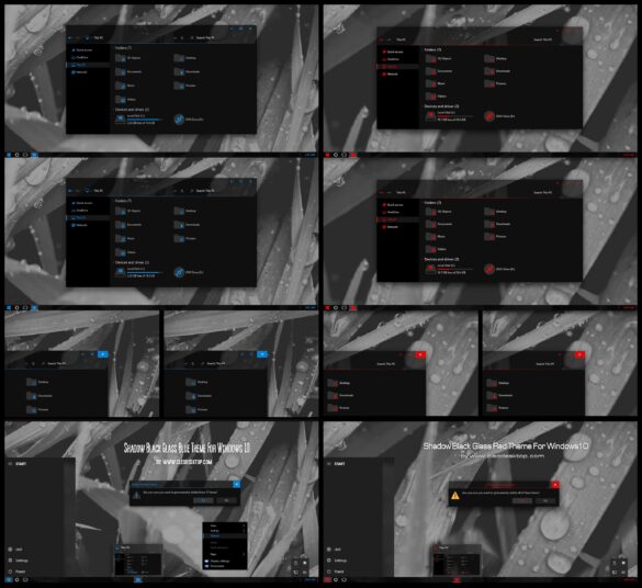 Shadow Black Glass Blue And Red Theme For Windows 10