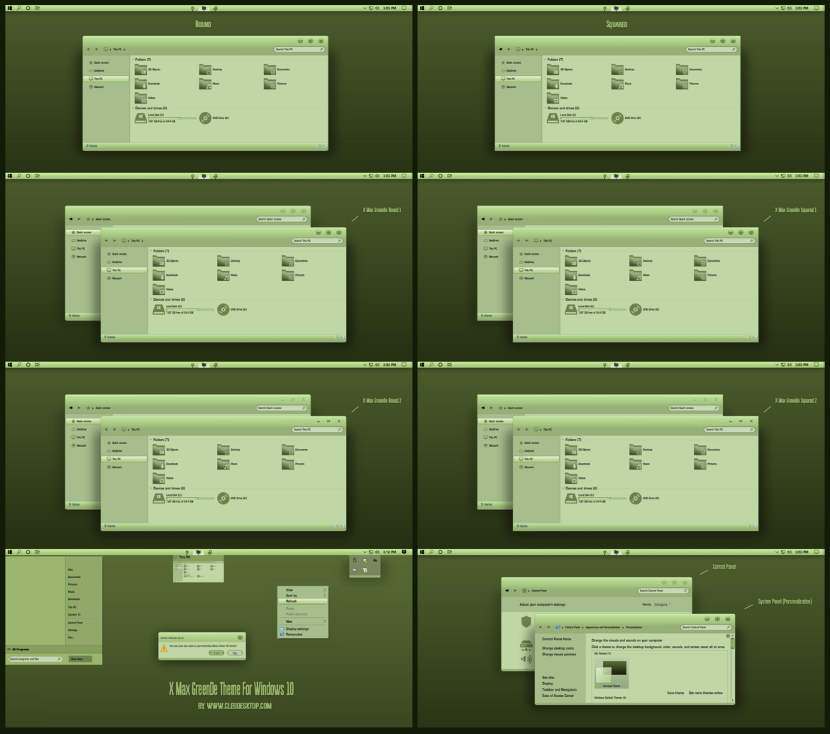 X Max GreenDe Theme For Windows 10