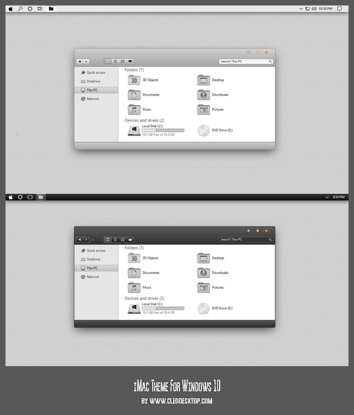 iMac Black And Light Theme For Windows 10