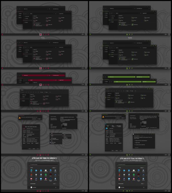 After Dark Red And Green Theme For Windows 11