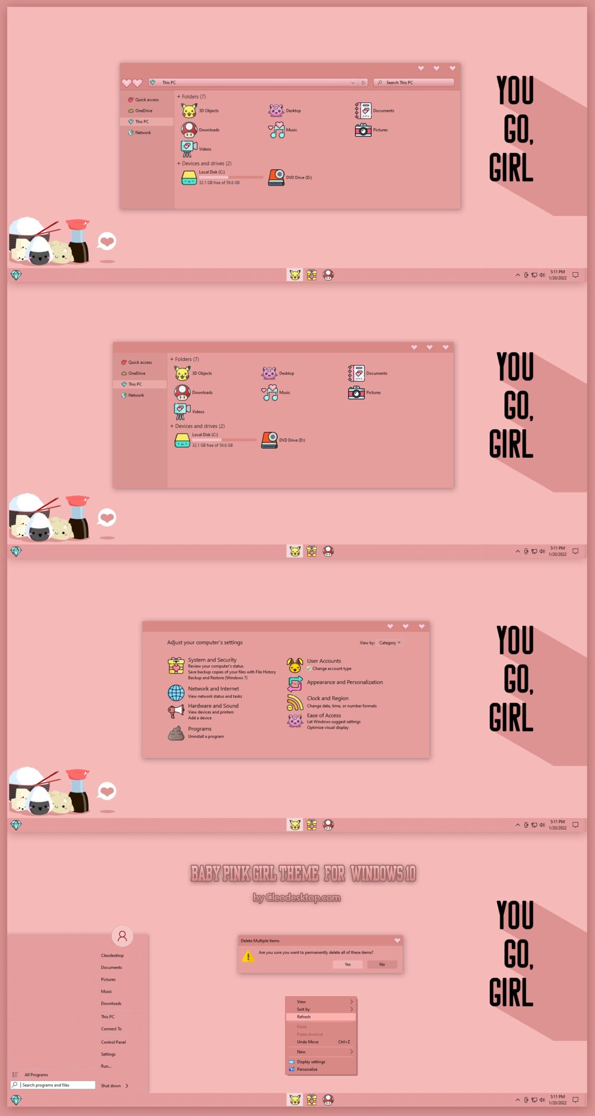 Baby Pink Girl Theme For Windows 10