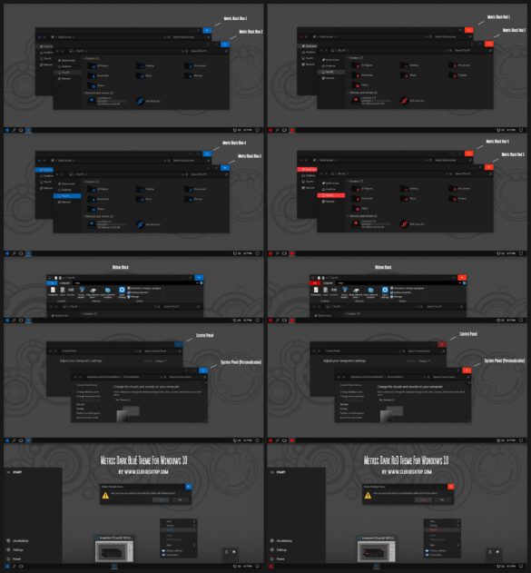 Metric Black Blue And Red Theme For Windows 10