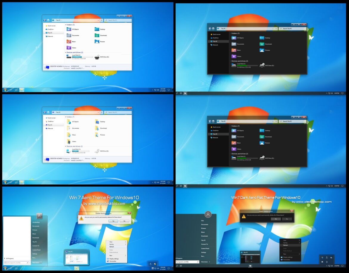Windows 7 Aero Dark And Light Theme For Windows 10