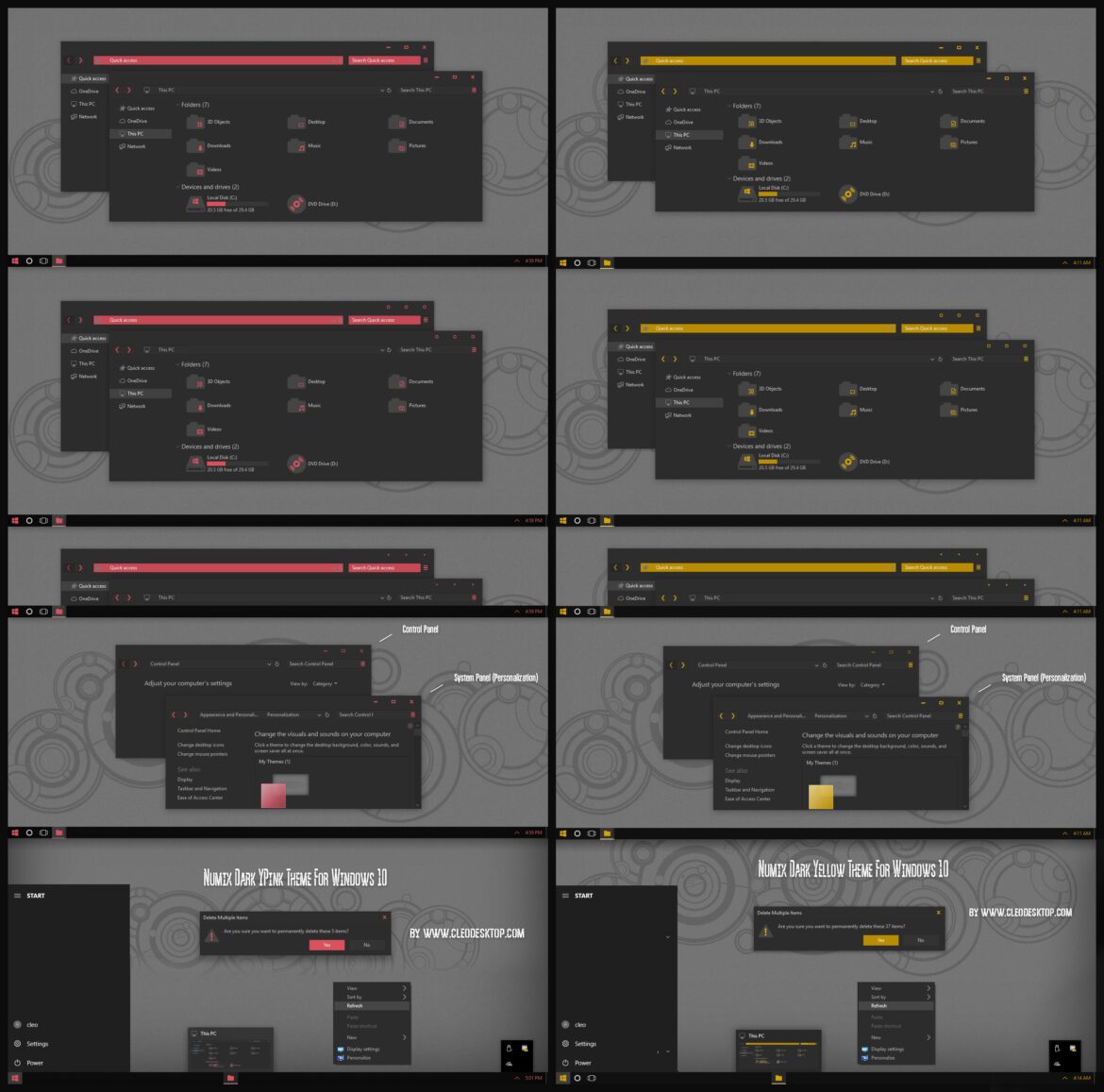 Numix Dark Pink And Yellow Theme For Windows 10