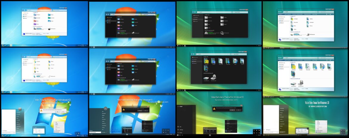 Vista And Win7 AERO Dark And Light Theme For Windows 10