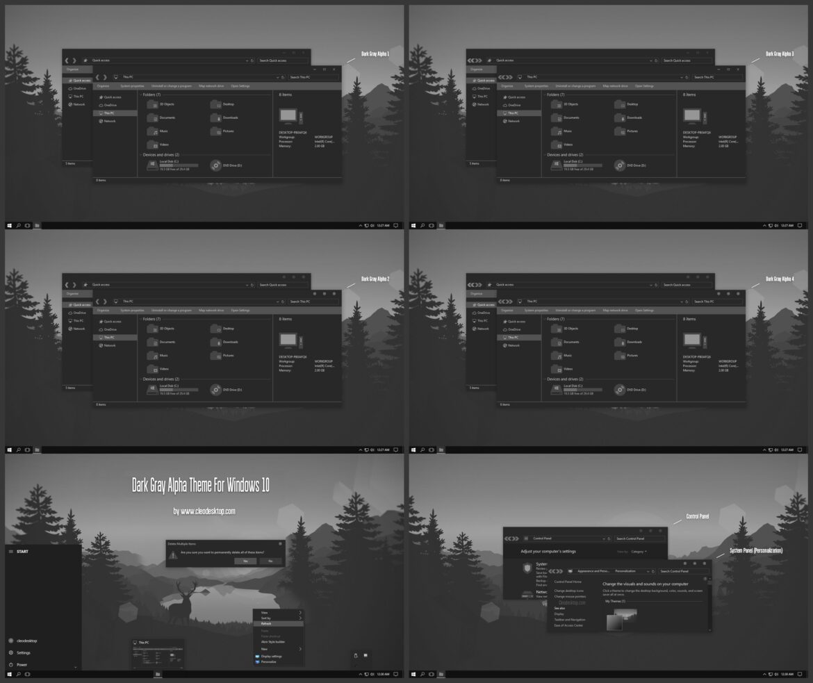 Dark Gray Alpha Theme For Windows 10