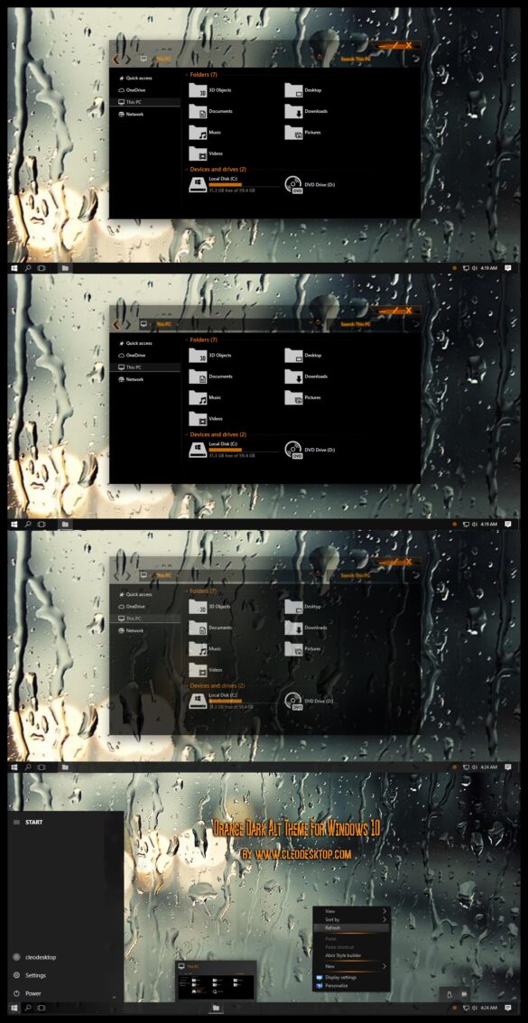 Orange Dark Alt Aero Theme For Windows 10