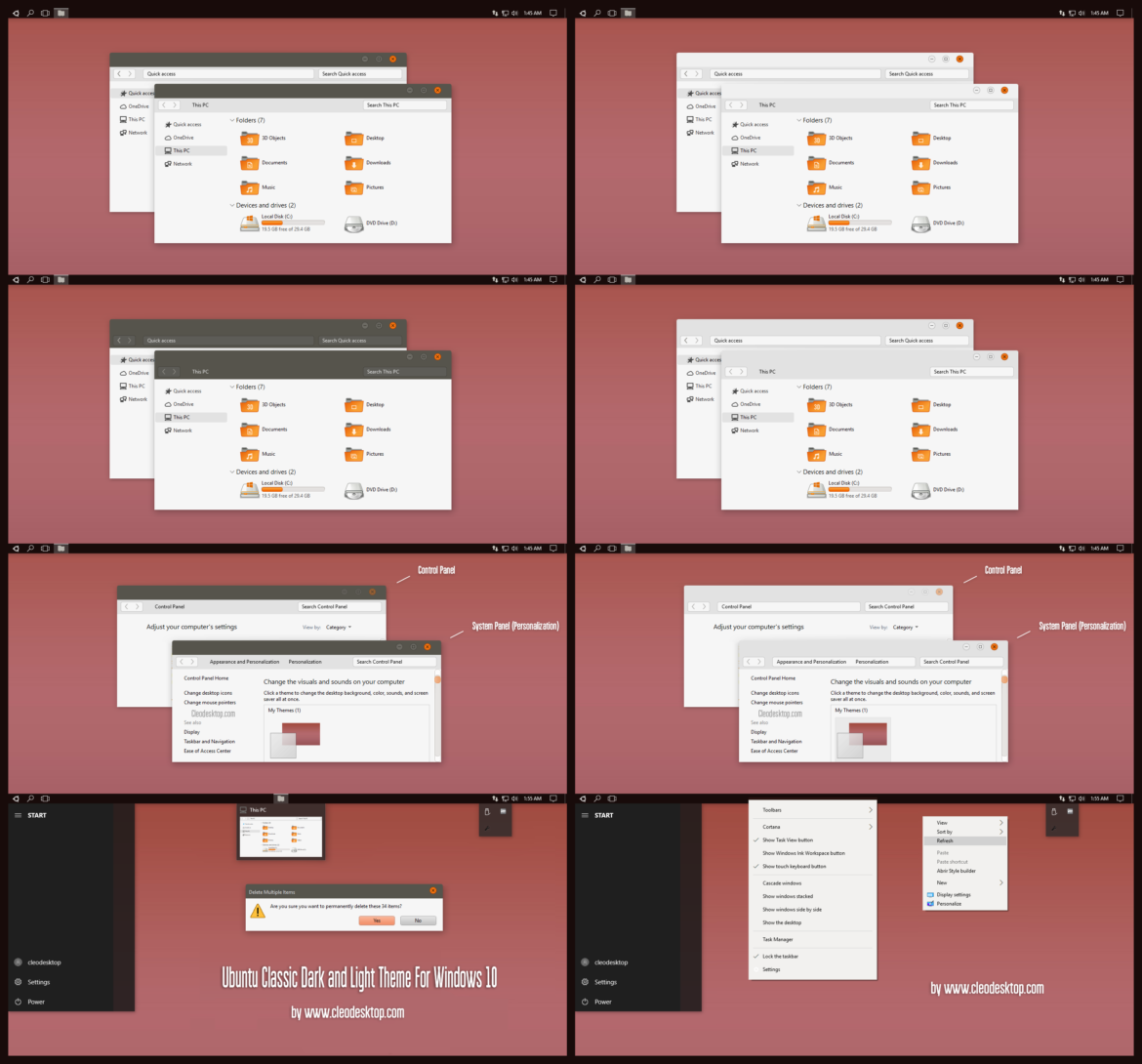 Ubuntu Classic Dark And Light Theme For Windows 10