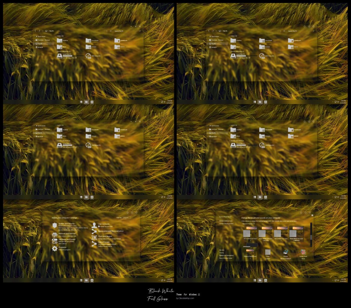 Black White Full Glass Theme For Windows 11