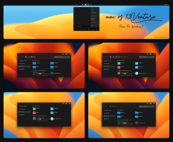 mac os 13 Ventura Dark Theme For Windows 11