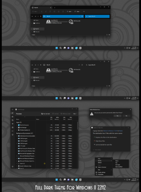 Egemen Dark GREEN And RED Minimal Theme For Windows 11 - Cleodesktop