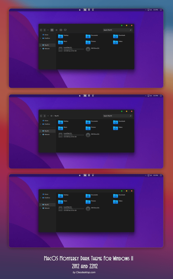 MacOS Monterey Dark Theme For Windows 11