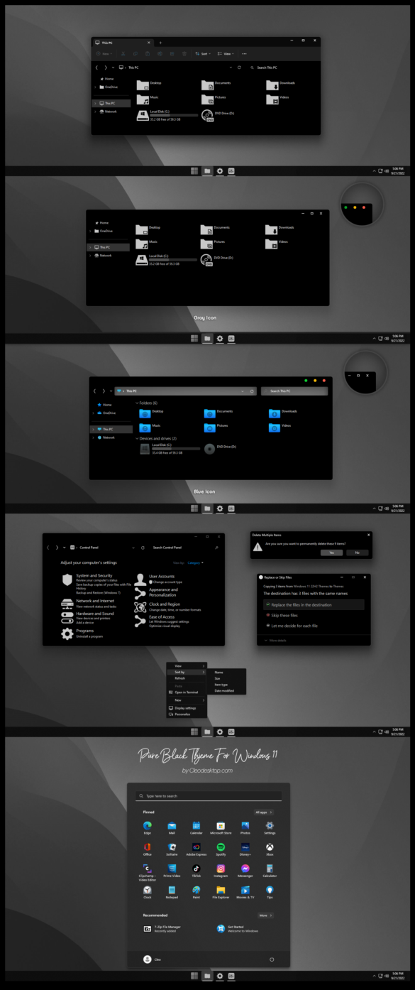 Pure Black Full Theme For Windows 11