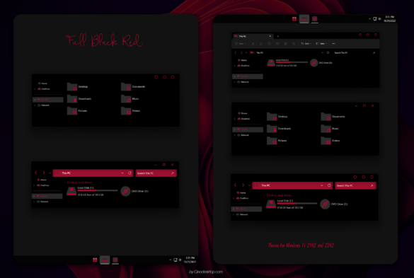 Full Black Red Theme For Windows 11