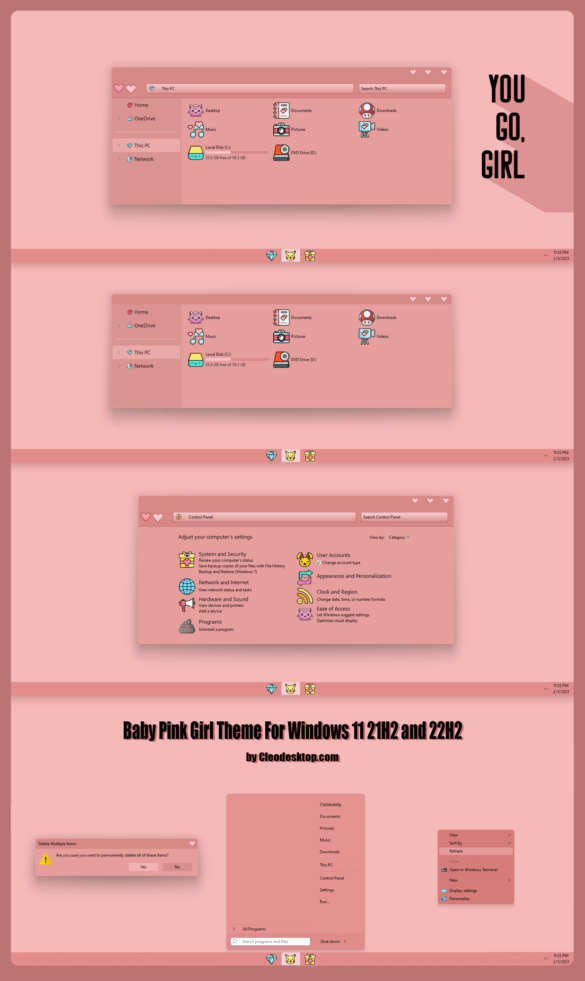Baby Pink Girl Theme For Windows 11