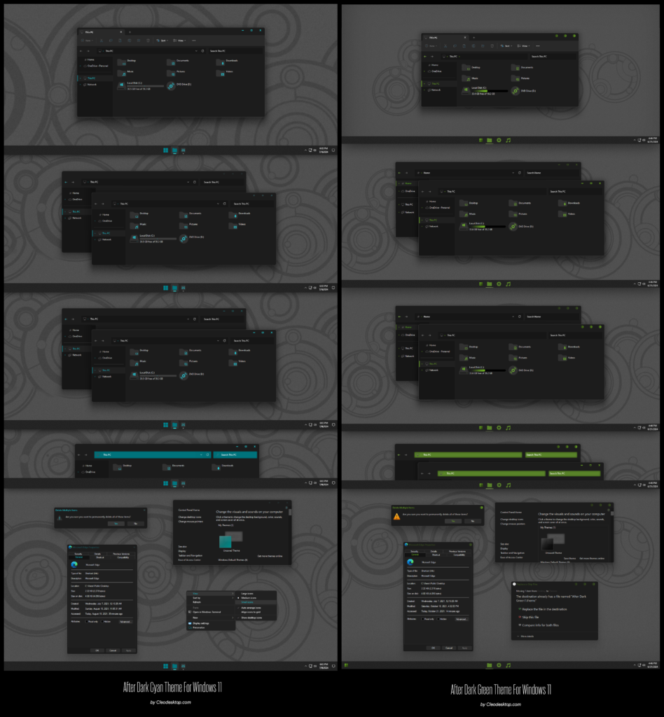 After Dark Cyan And Green Theme For Windows 11