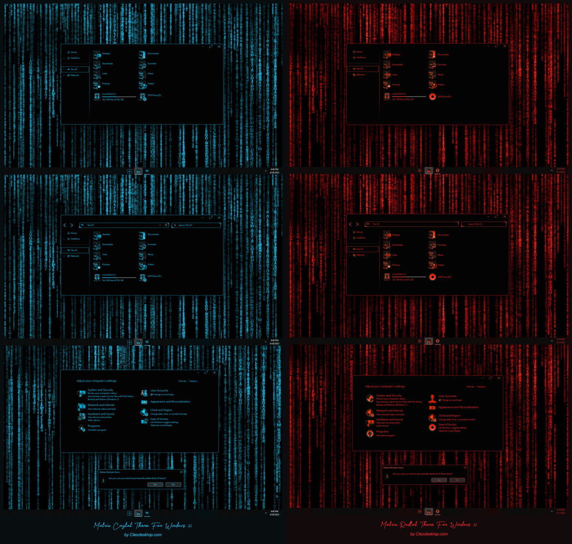 Matrix Crytal And Redtal Theme For Windows 11
