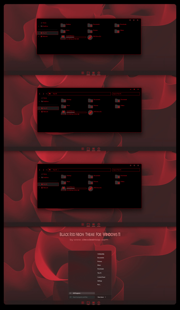 Black Red Neon Preview For Win11