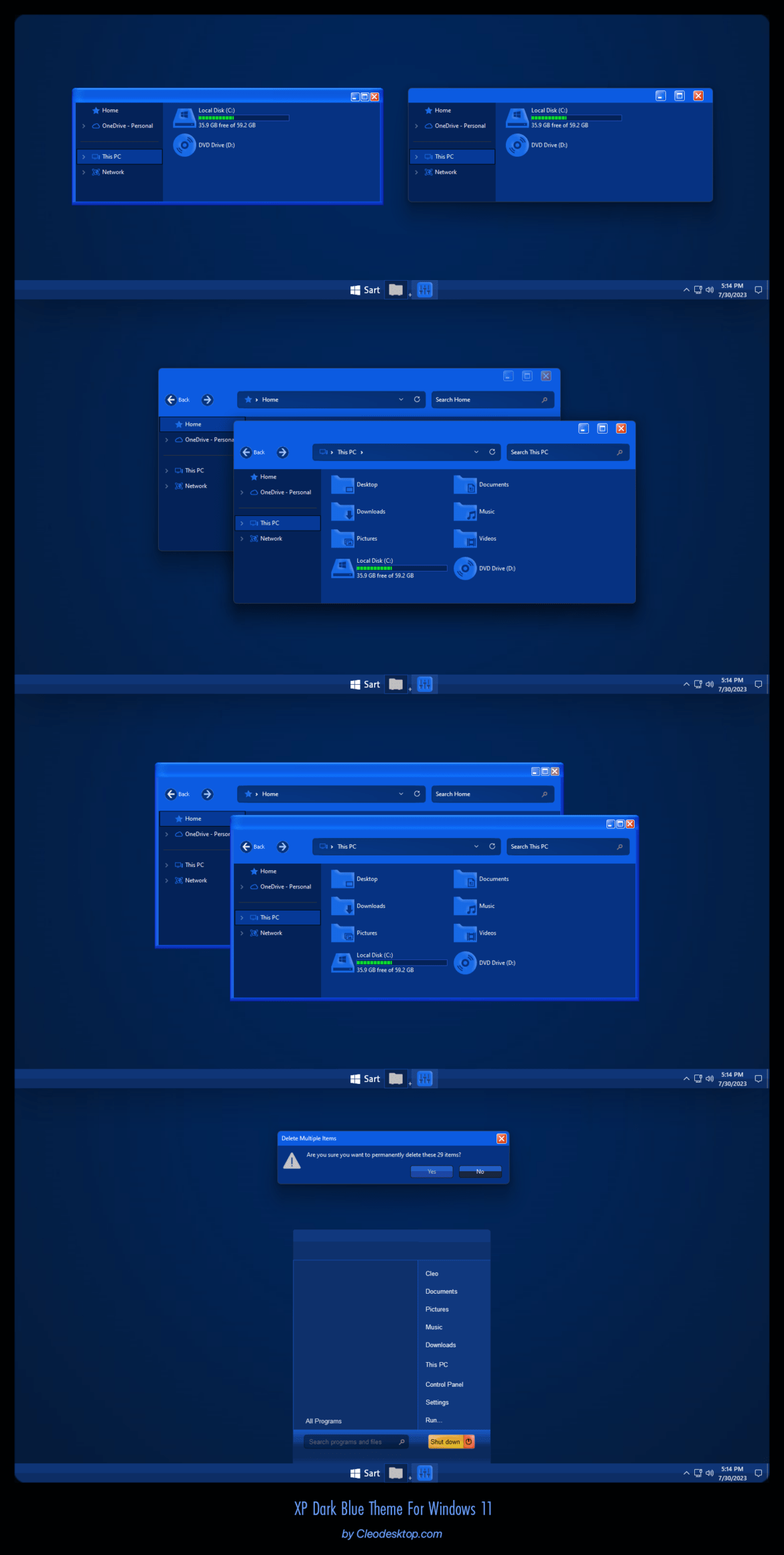 XP Dark Blue Theme For Windows 11