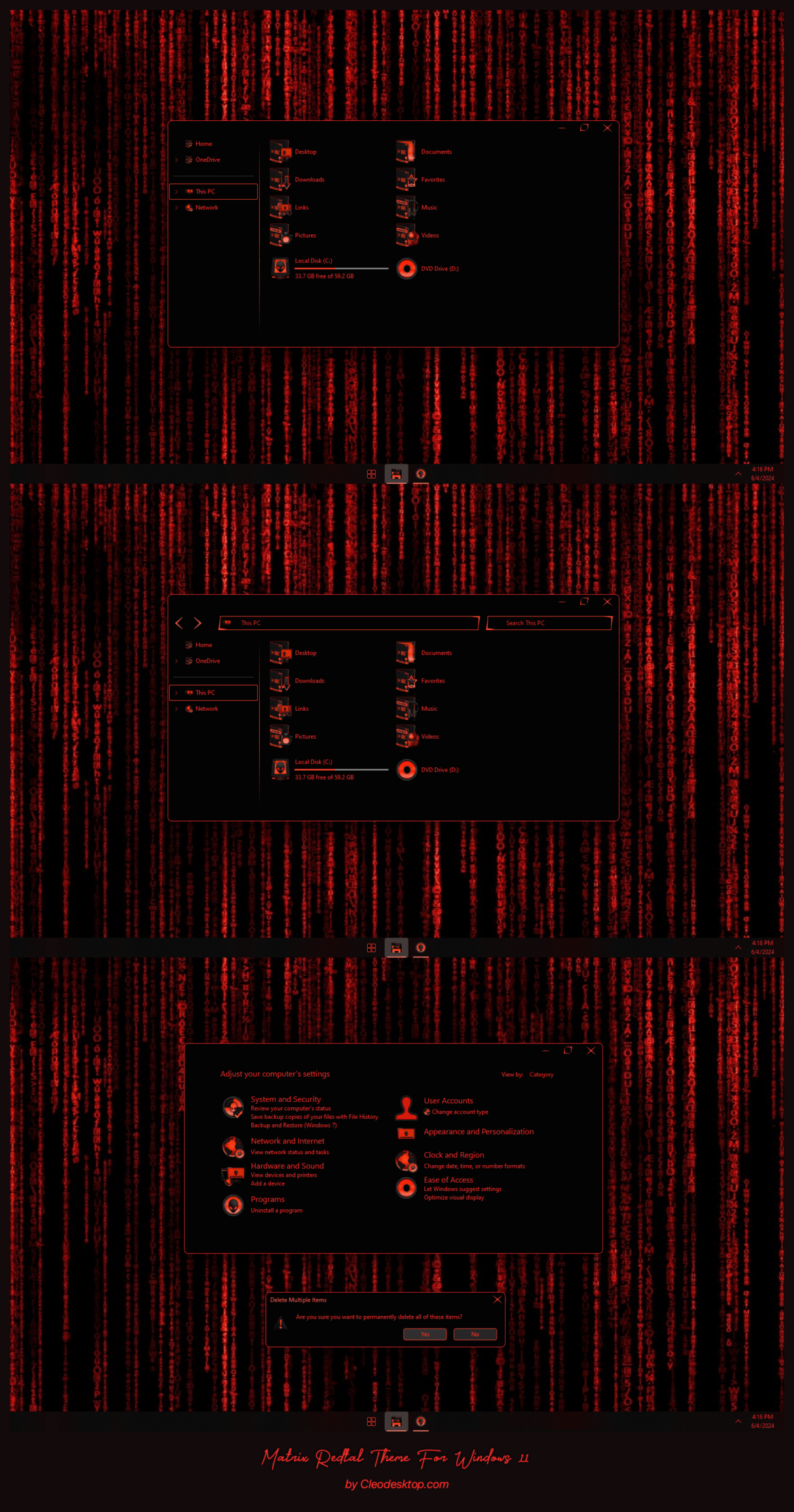 Matrix Redtal Theme For Windows 11