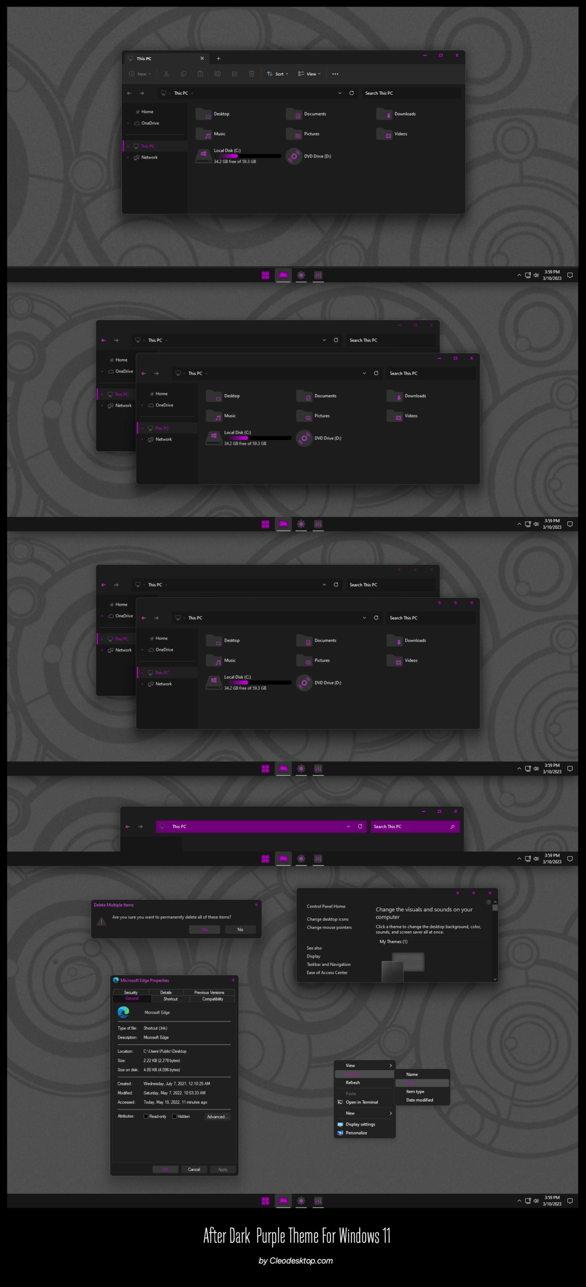 After Dark Purple Theme For Windows 11
