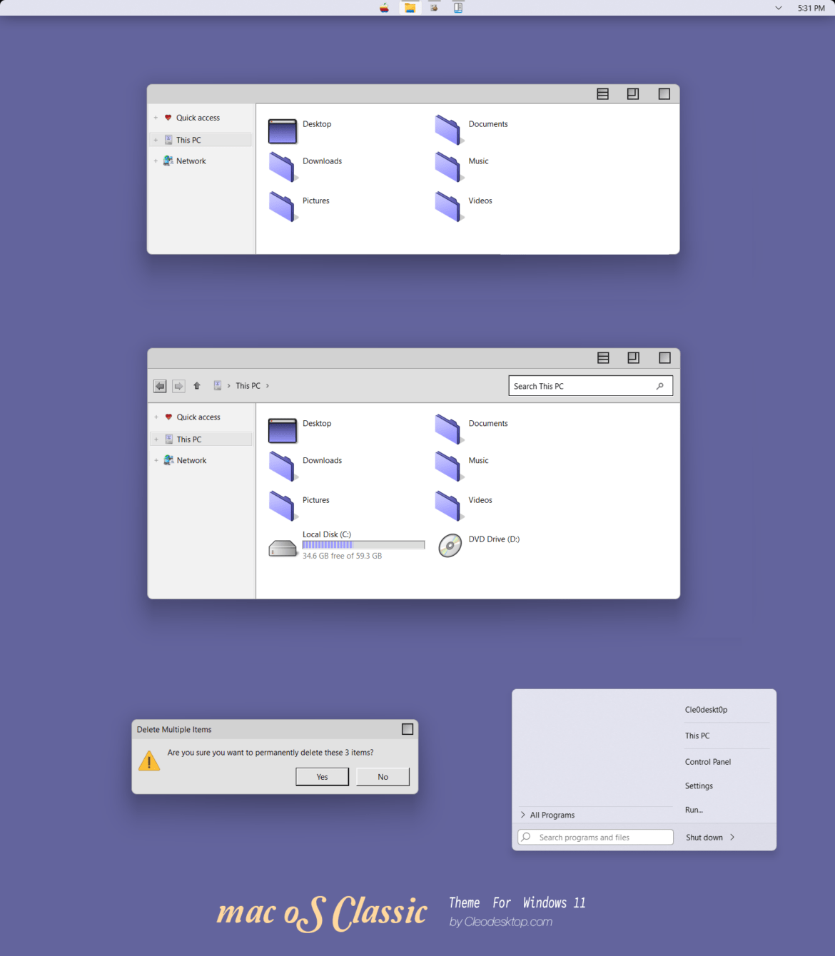 Mac oS Classic Theme For Windows 11
