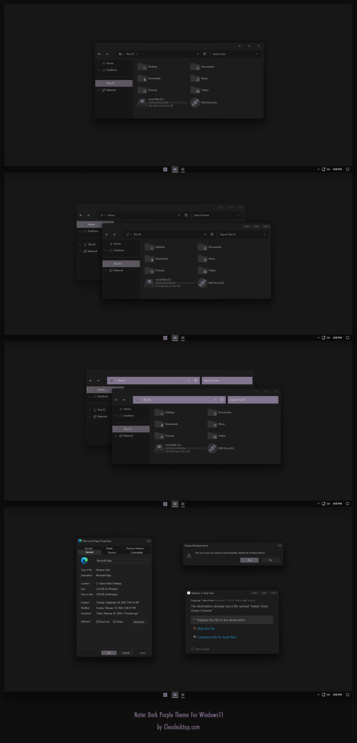 Nater Dark Purple Theme For Windows 11