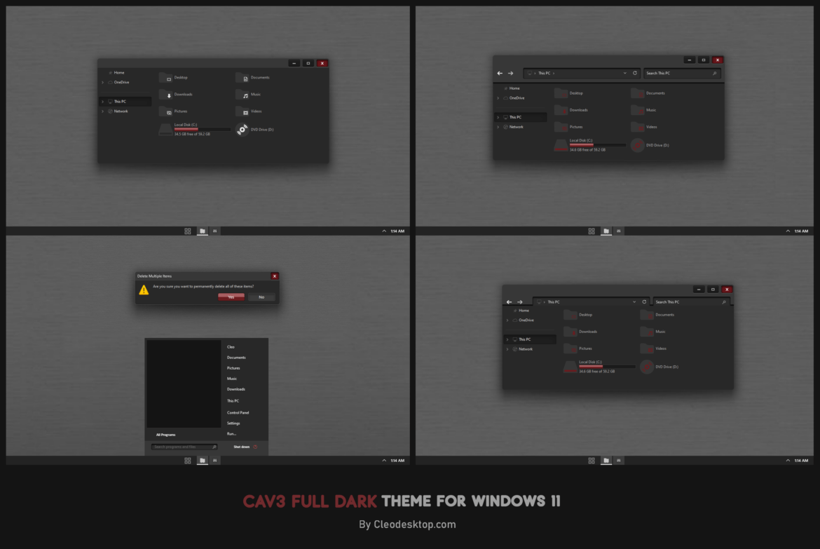 Cav3 Full Dark Theme For Windows 11