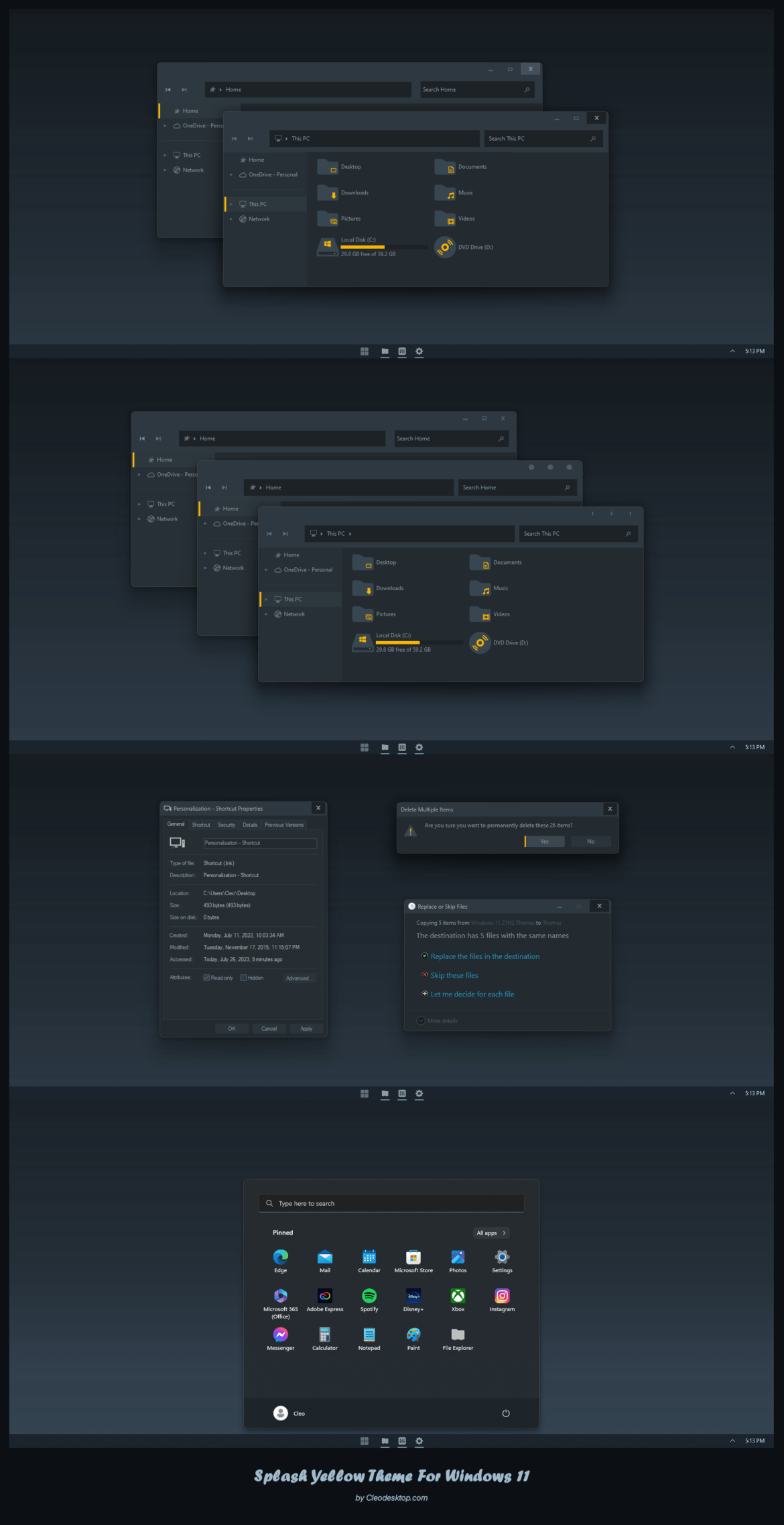 Splash Yellow Theme For Windows 11