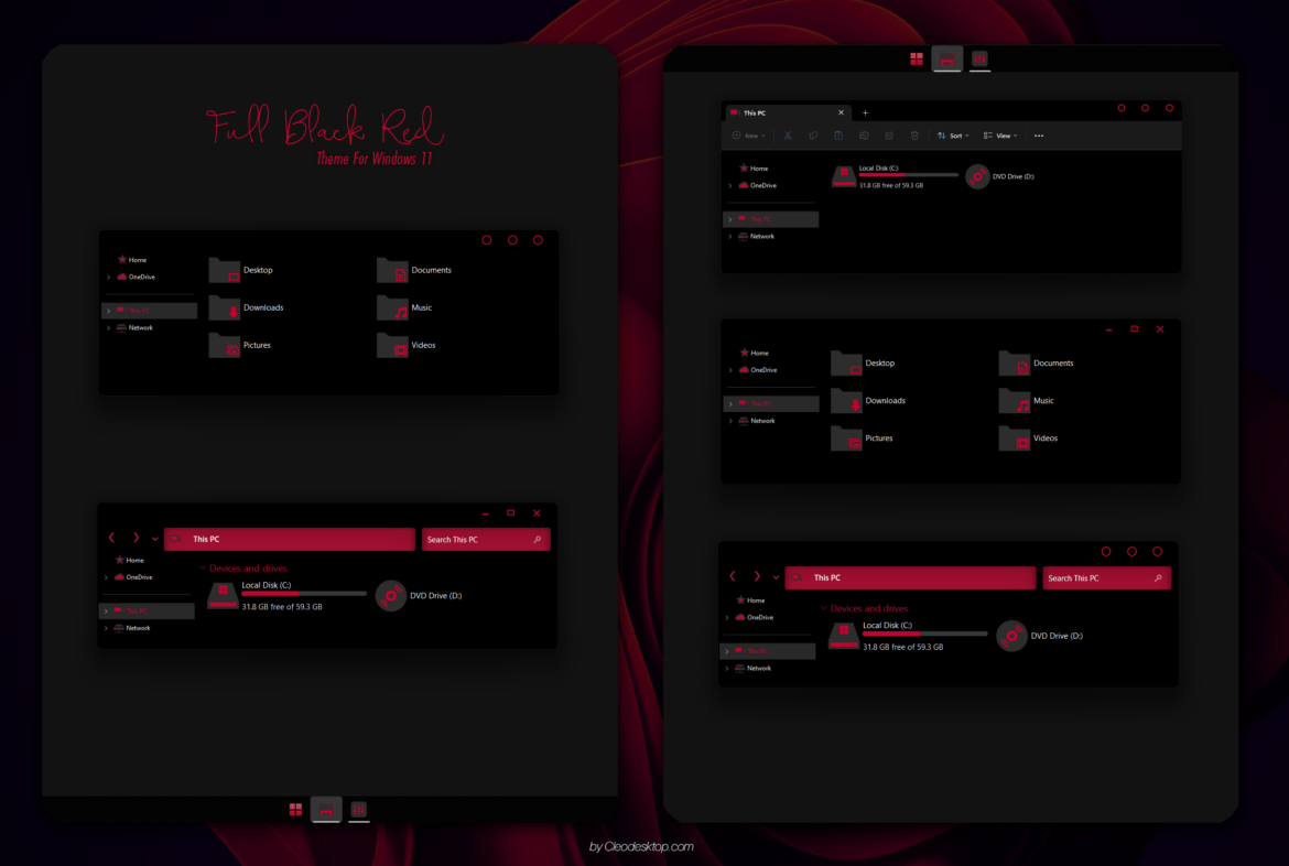 Full Black Red Theme For Windows 11