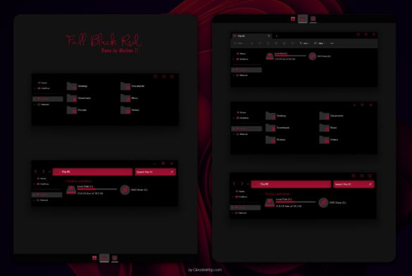 Full Black Red Theme For Windows 11