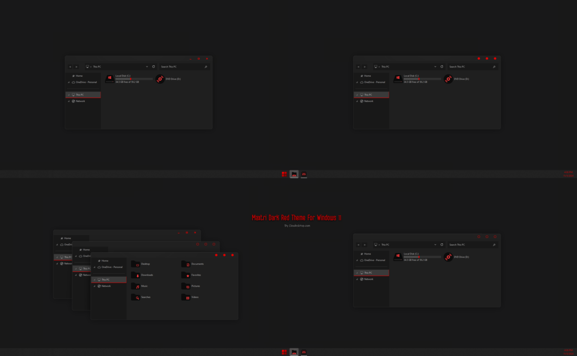 Maxtri Dark Red Theme For Windows 11