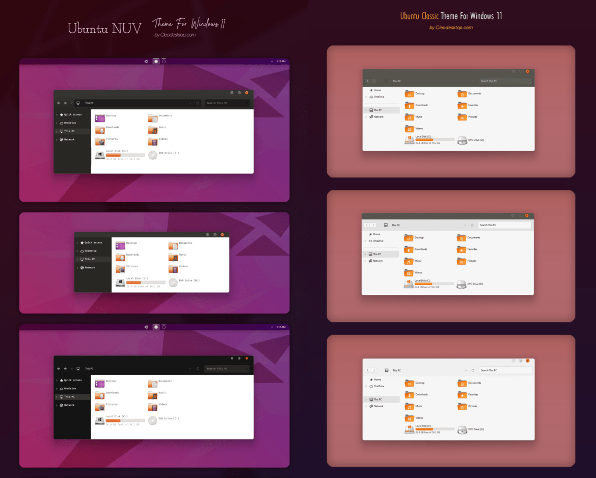 Ubuntu Nuv And Ubuntu Classic Theme For Windows 11