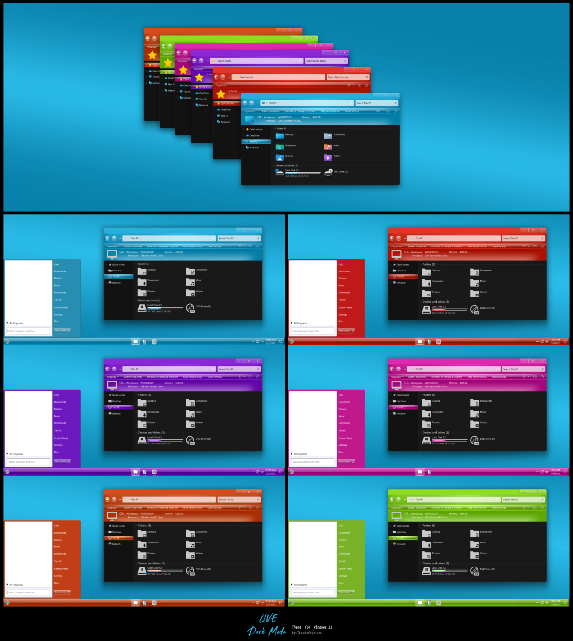 LIVE DARK MODE Theme For Windows 11