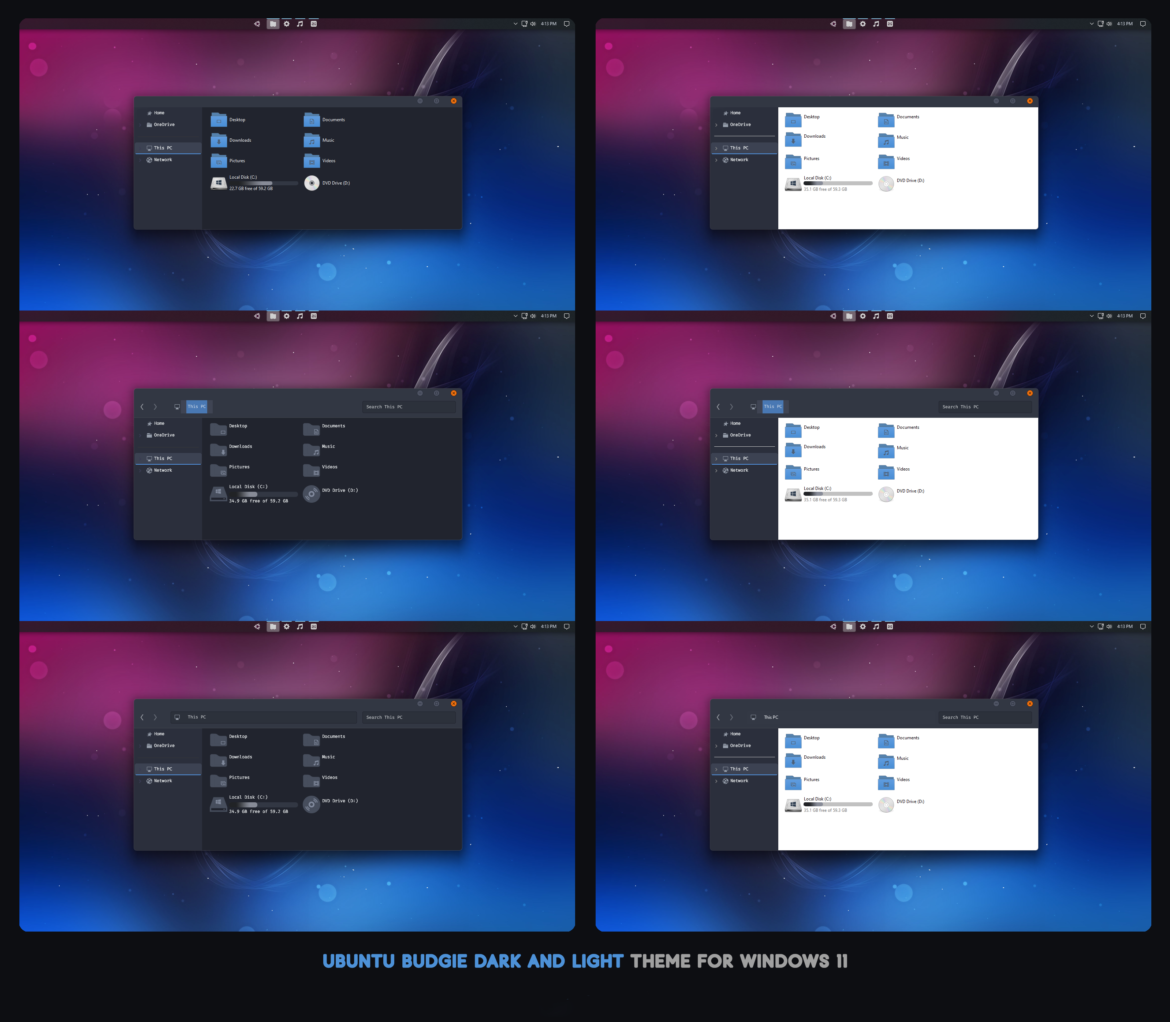 Ubuntu Budgie Dark And Light Theme For Windows 11