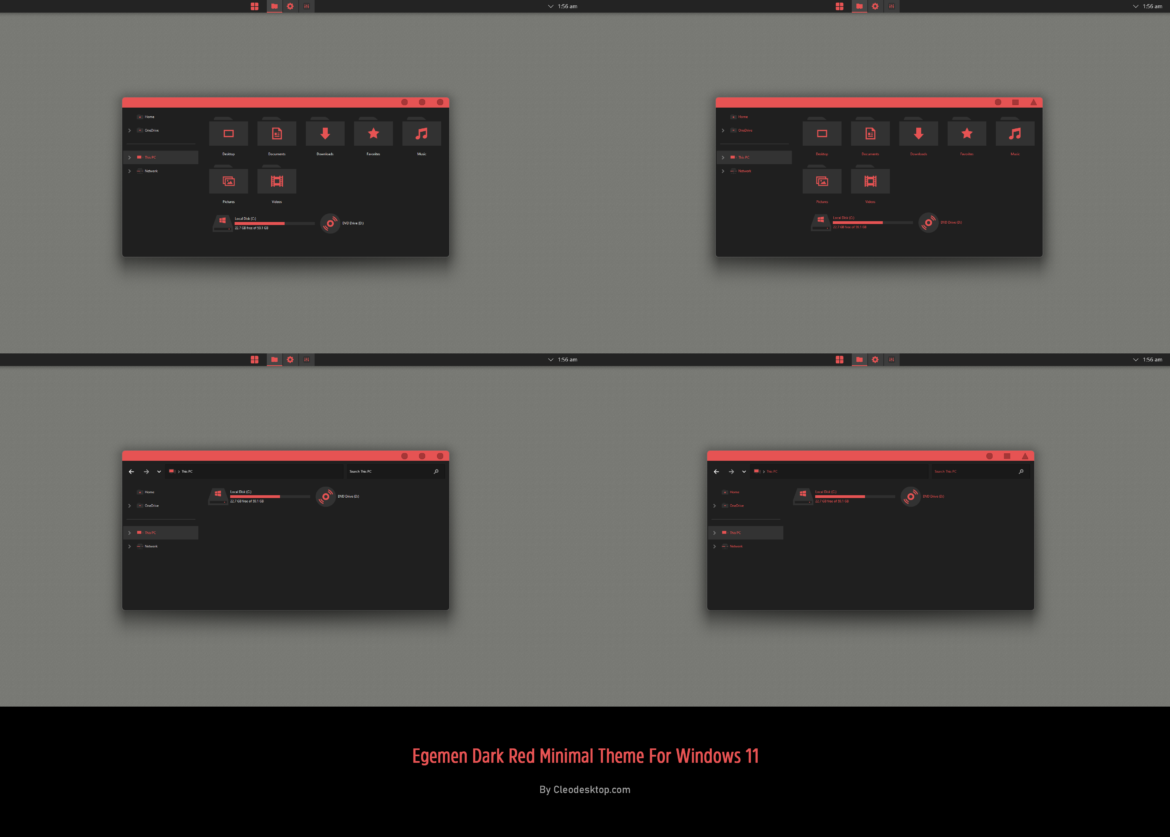 Egemen Dark Red Minimal Theme For Windows 11