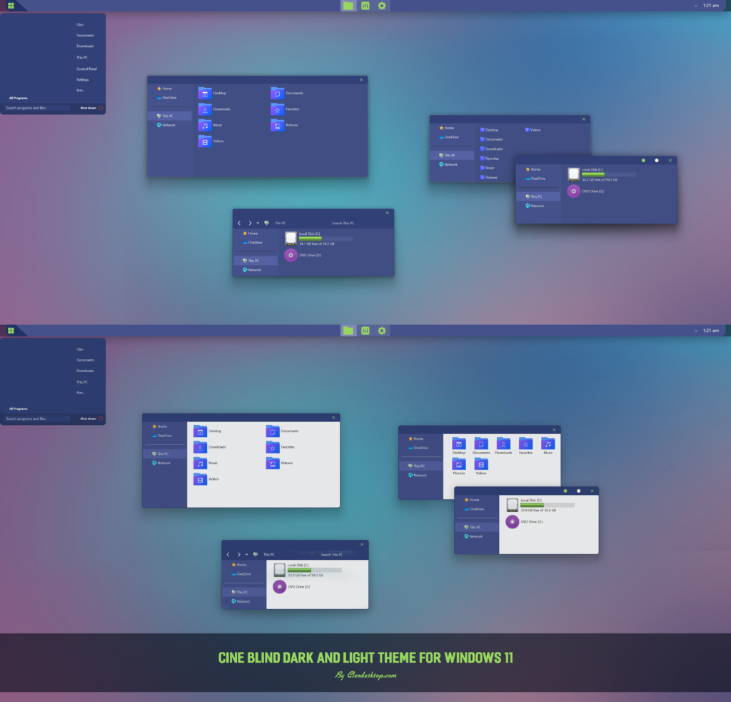 CINE BLIND Dark And Light Theme For Windows 11 - Cleodesktop