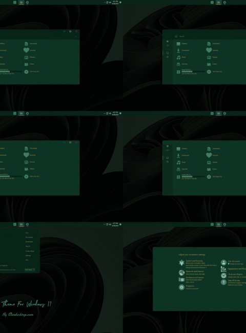Egemen Dark GREEN And RED Minimal Theme For Windows 11 - Cleodesktop